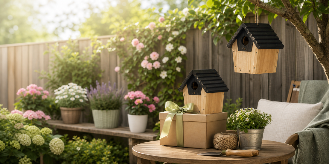 NATUREYLWL wooden bird house gift and backyard birdwatching marketing image