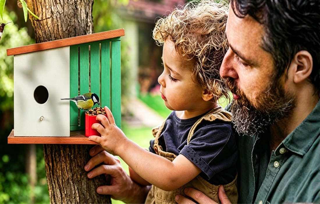How can you turn a backyard birdhouse project into a fun science lesson for your children?