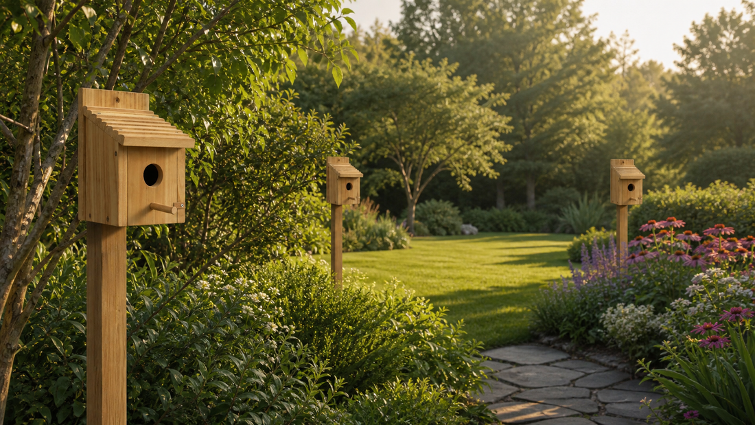 NATUREYLWL garden bird house decor in a backyard garden