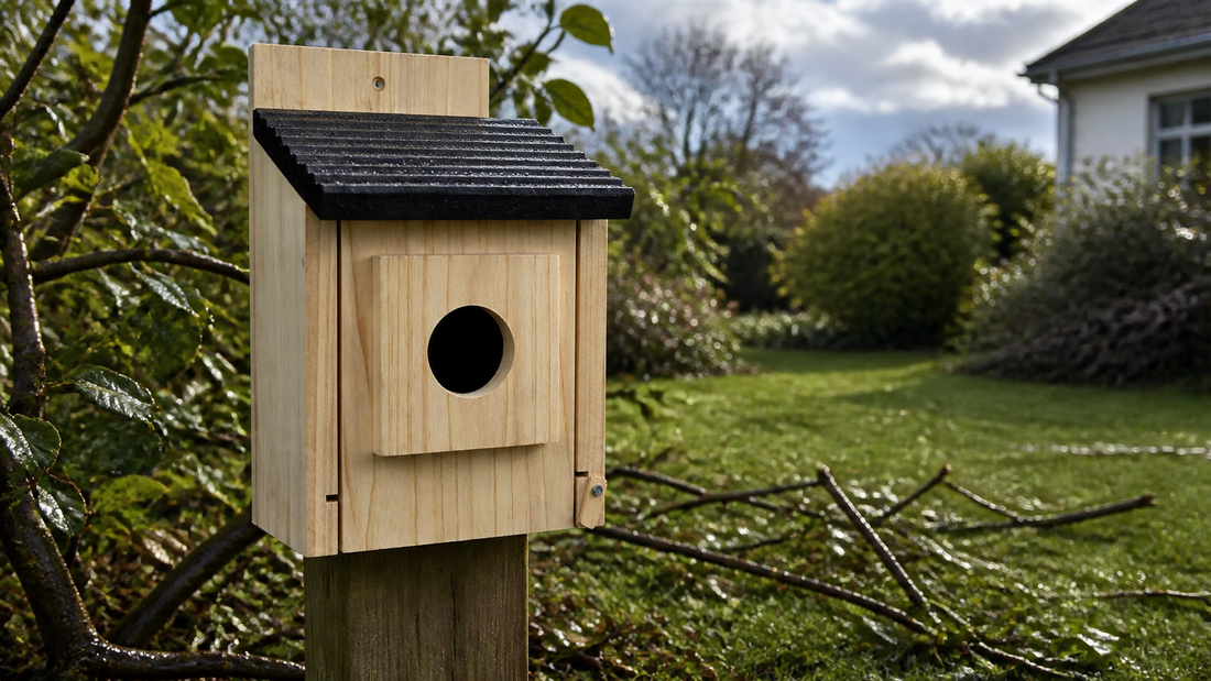 NATUREYLWL outdoor bird houses in a backyard garden