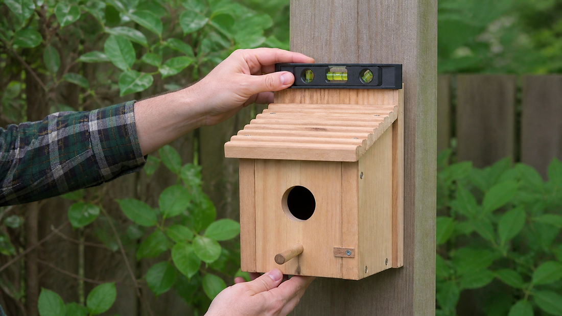 NATUREYLWL outdoor wooden bird houses in a backyard garden