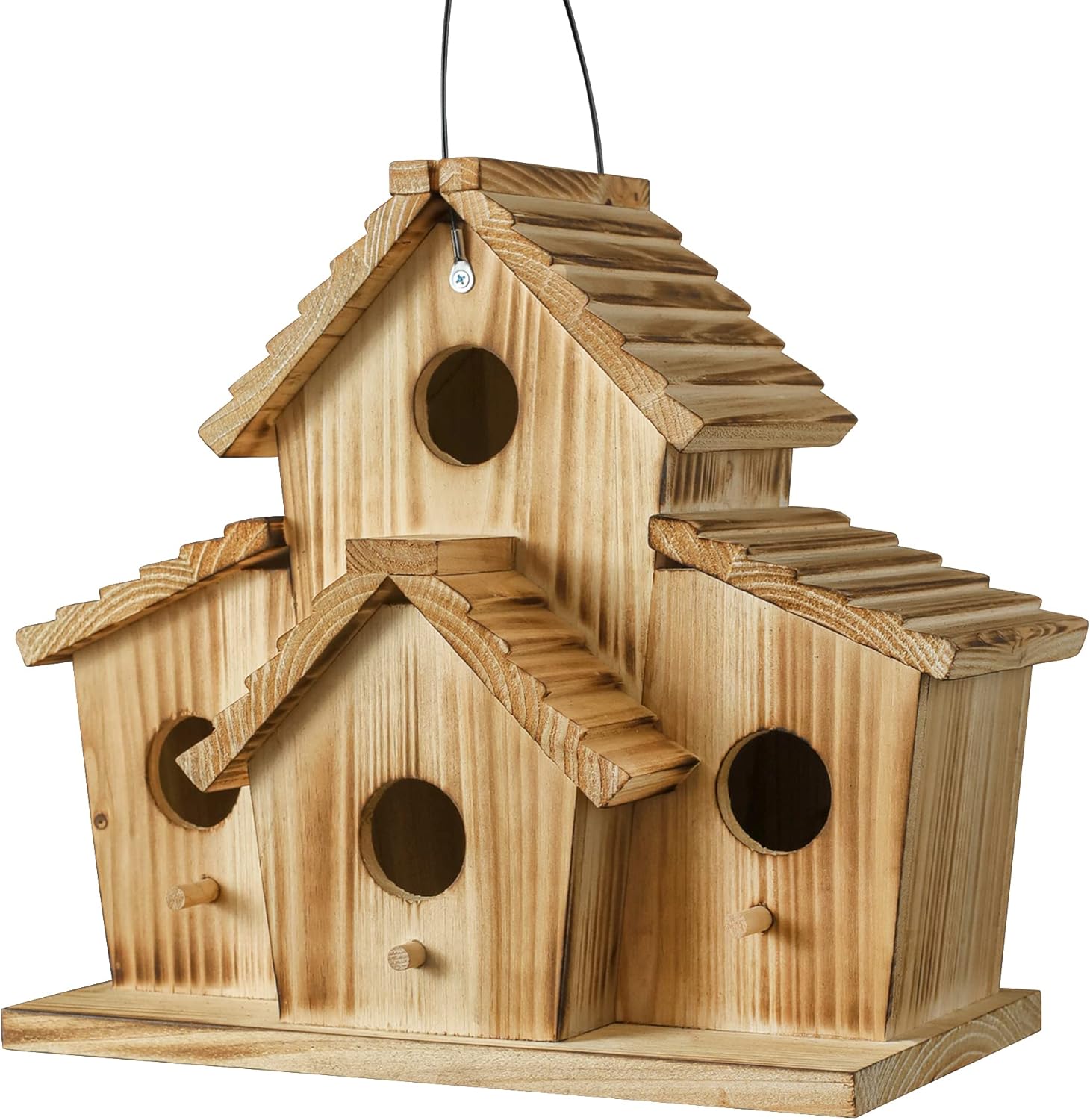 NATUREYLWL 4-Room Outdoor Bird House for Garden Birds